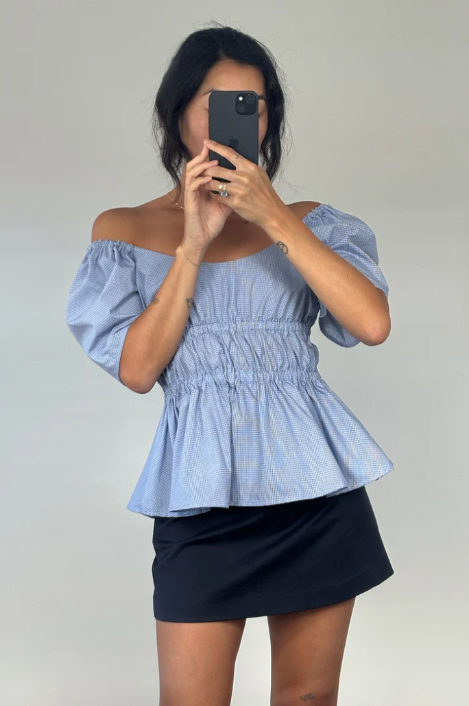 Bodice Top in Micro Check (Limited Edition)