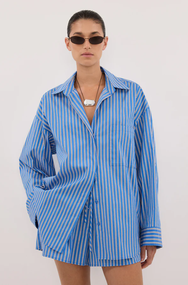 Misha Azure Blue Stripe Shirt