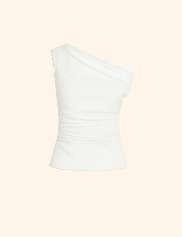 The Katie One Shoulder Top in White